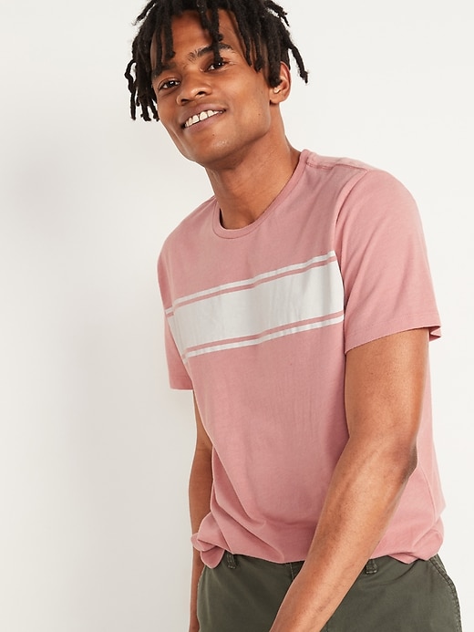 Image number 1 showing, Soft-Washed Chest-Stripe Crew-Neck Tee