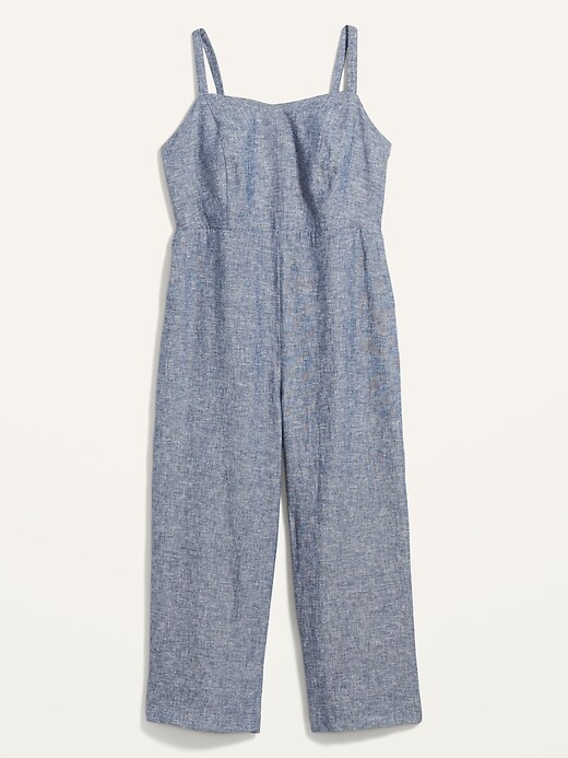 Image number 4 showing, Sleeveless Linen-Blend Plus-Size Jumpsuit