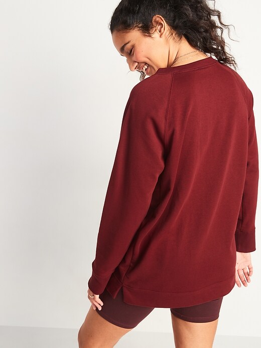 Image number 2 showing, Loose-Fit French-Terry Crew-Neck Tunic for Women