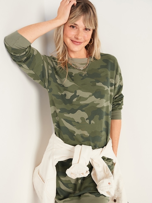 Image number 3 showing, Camo French Terry Sweatshirt Shift Dress for Women