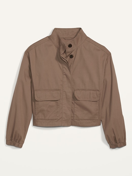 View large product image 1 of 1. Cropped Twill Utility Jacket for Women