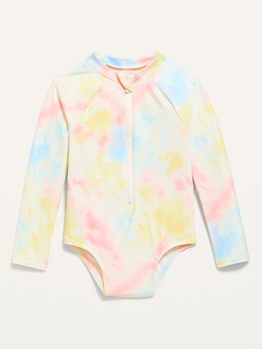 View large product image 1 of 2. Printed Long-Sleeve Zip Rashguard for Toddler Girls