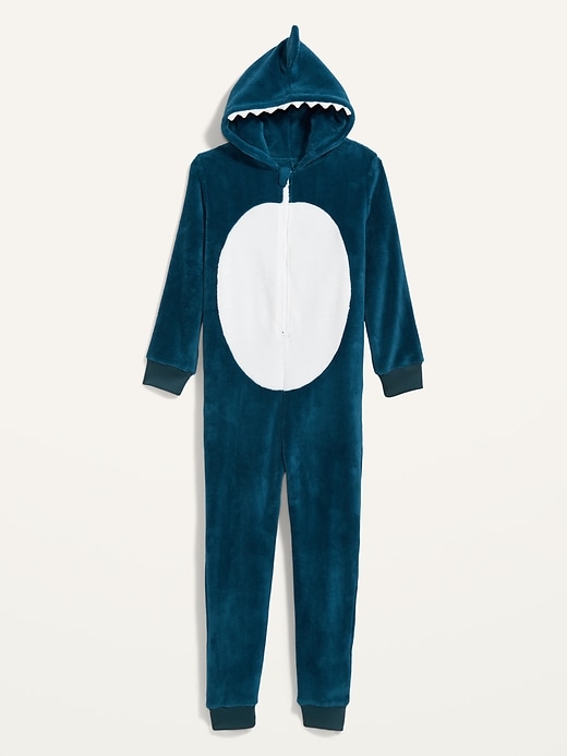 View large product image 1 of 2. Gender-Neutral Hooded Shark Pajama One-Piece for Kids