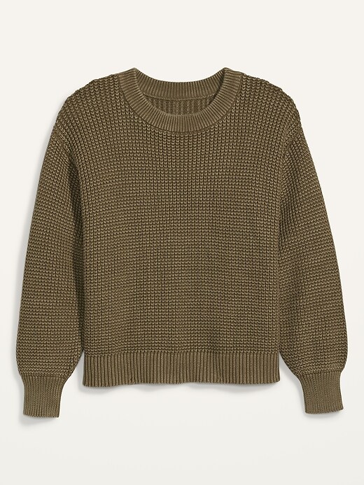 View large product image 1 of 1. Acid-Wash Shaker-Stitch Plus-Size Sweater