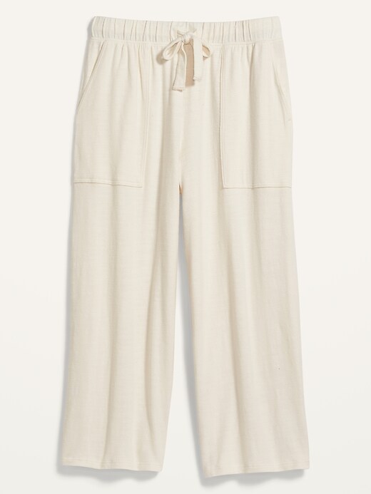 View large product image 1 of 1. High-Waisted Cozy Plush-Knit Plus-Size Pajama Pants
