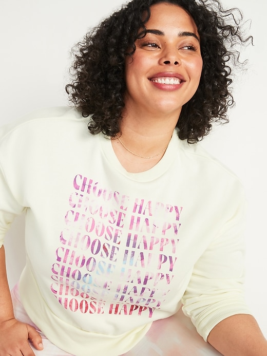 View large product image 1 of 3. Loose Graphic Cropped Plus-Size Crew-Neck Sweatshirt