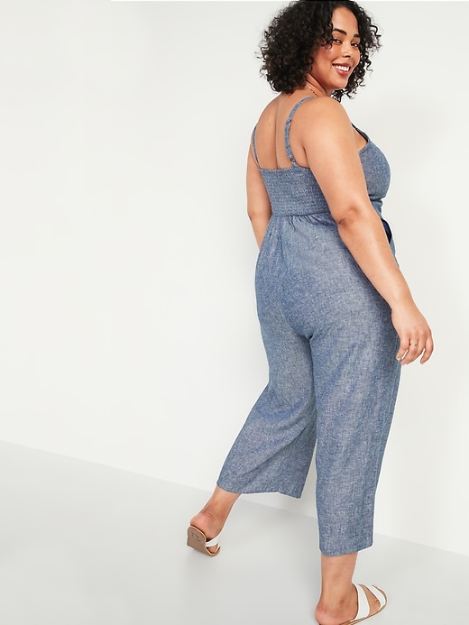 Image number 2 showing, Sleeveless Linen-Blend Plus-Size Jumpsuit