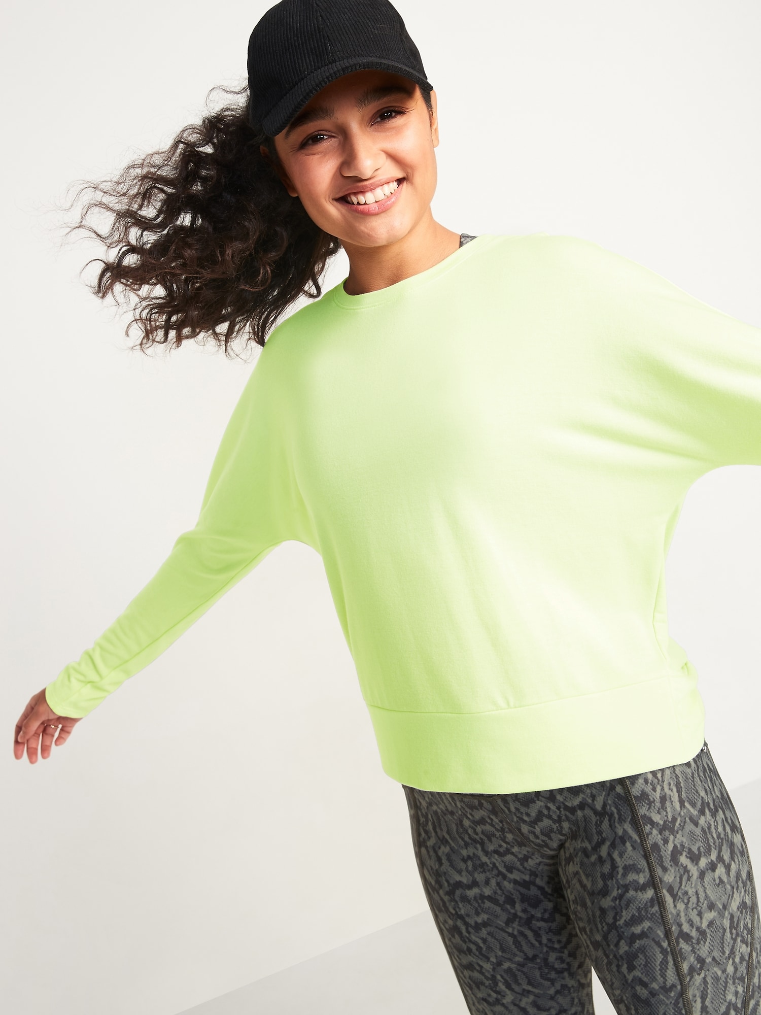 Twist-Back French Terry Pullover, Bone