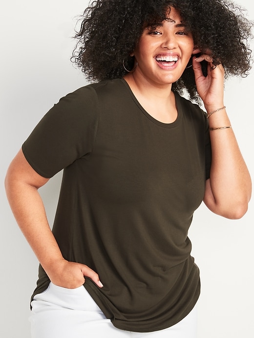 Image number 1 showing, Luxe Elbow-Sleeve Plus-Size Tunic Tee