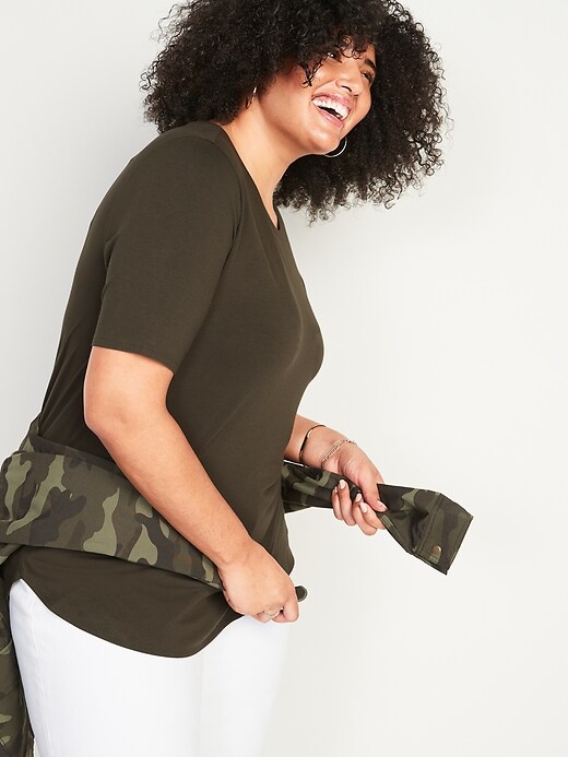 Image number 3 showing, Luxe Elbow-Sleeve Plus-Size Tunic Tee