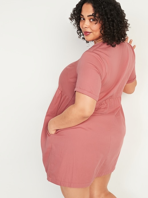 Image number 2 showing, Lace-Up Twill Plus-Size Shift Dress