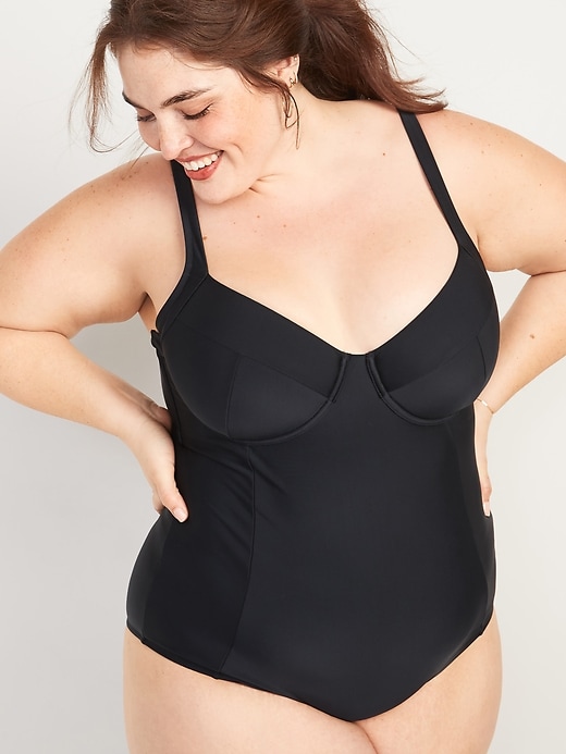 View large product image 1 of 2. Secret-Smooth Underwire Plus-Size One-Piece Swimsuit