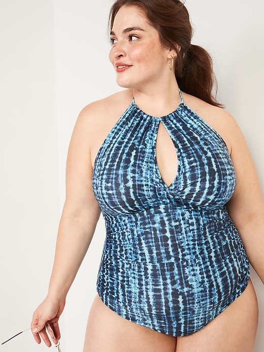 Image number 1 showing, Secret-Smooth Halter Plus-Size One-Piece Swimsuit