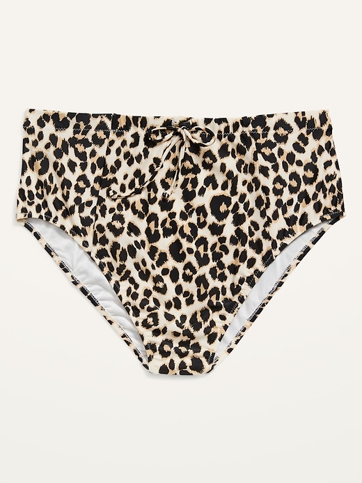 Image number 4 showing, High-Waisted Secret-Smooth Leopard-Print Plus-Size Swim Bottoms