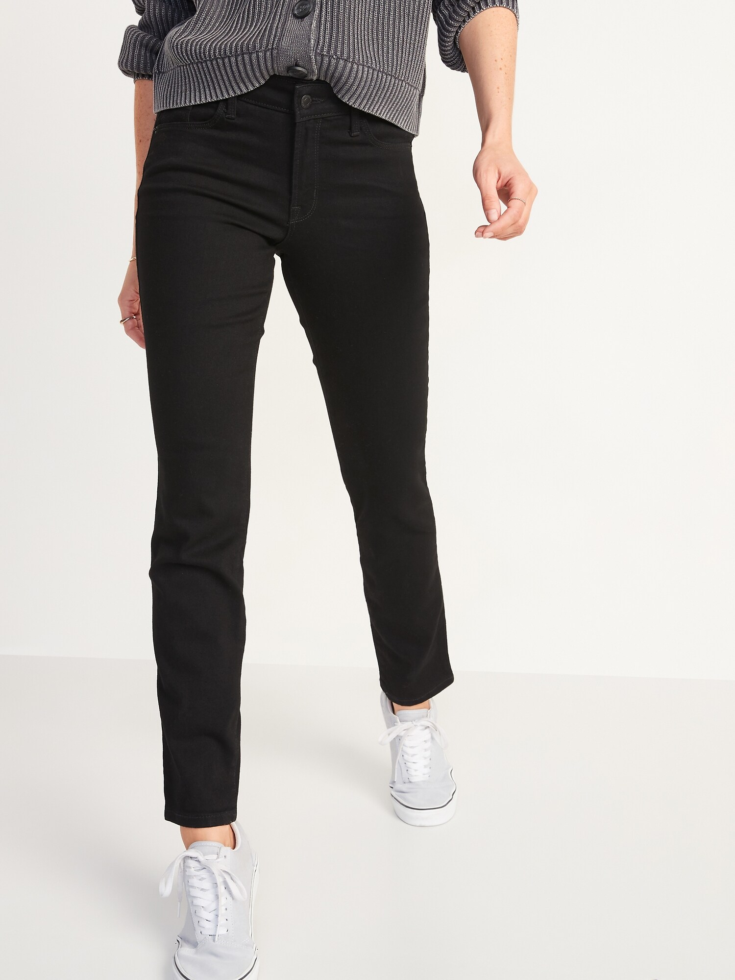 slim mid rise jeans