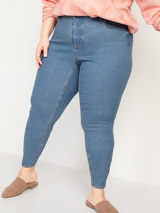 Image number 1 showing, High-Waisted Secret-Smooth Pockets Rockstar Super Skinny Plus-Size Jeans