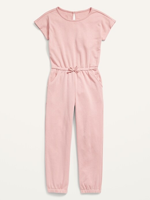 View large product image 1 of 1. French Terry Short-Sleeve Jumpsuit for Girls