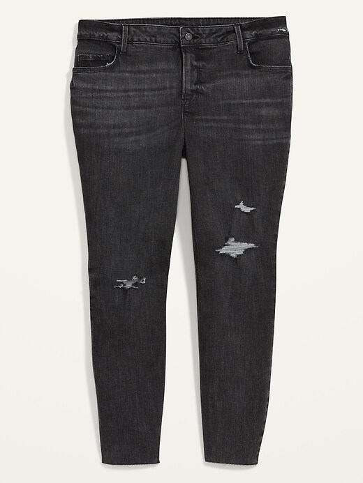 View large product image 1 of 1. High-Waisted Secret-Slim Pockets Rockstar Super Skinny Plus-Size Ripped Ankle Jeans