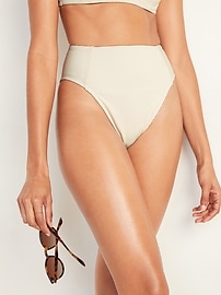 Image number 1 showing, High-Waisted Texture-Rib French-Cut Swim Bottoms