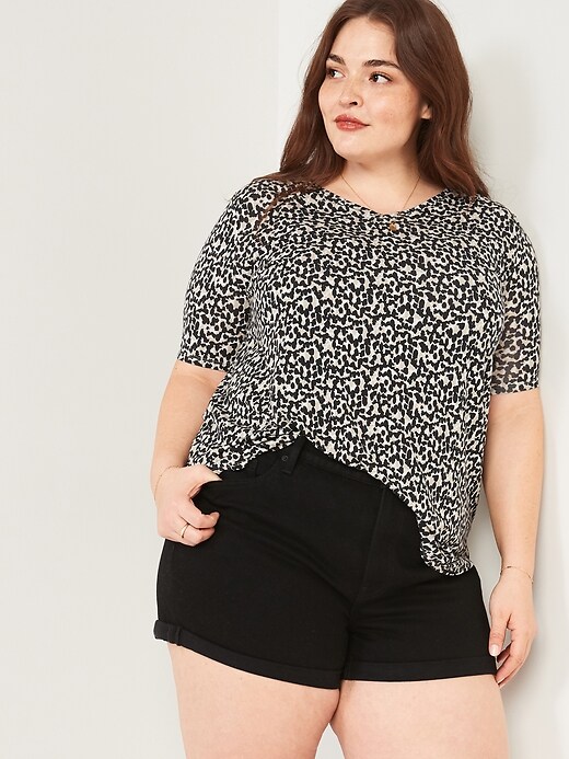 View large product image 1 of 3. Luxe Leopard-Print Plus-Size V-Neck Tunic Tee