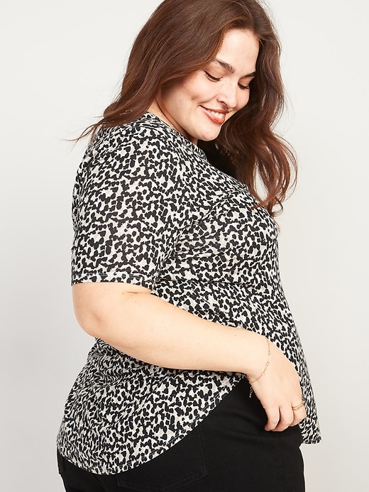 View large product image 2 of 3. Luxe Leopard-Print Plus-Size V-Neck Tunic Tee