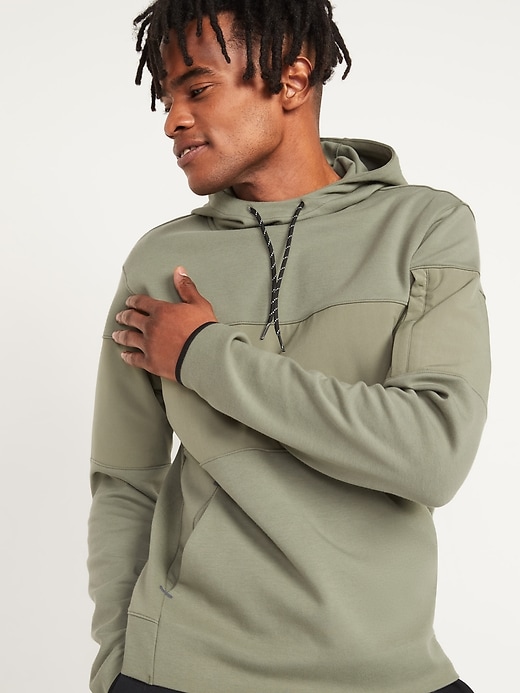 View large product image 1 of 3. Dynamic Fleece Woven-Hybrid Pullover Hoodie