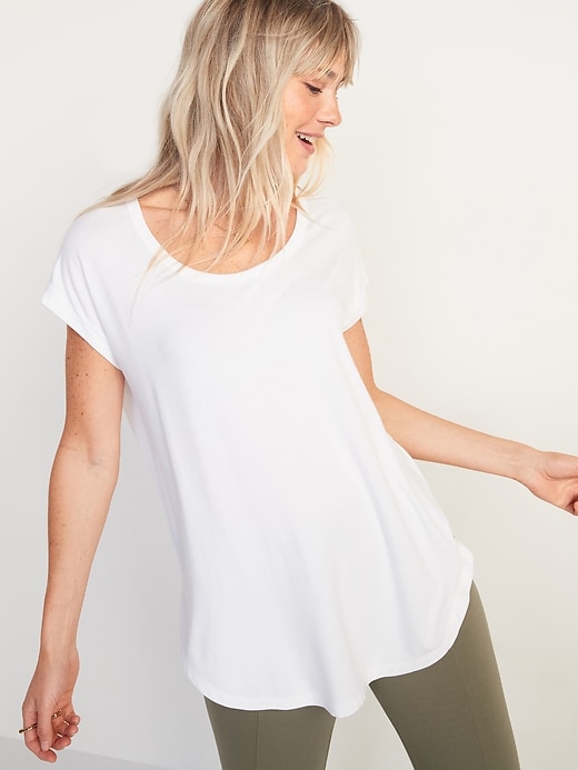 View large product image 1 of 2. Luxe Scoop-Neck Tunic Tee for Women