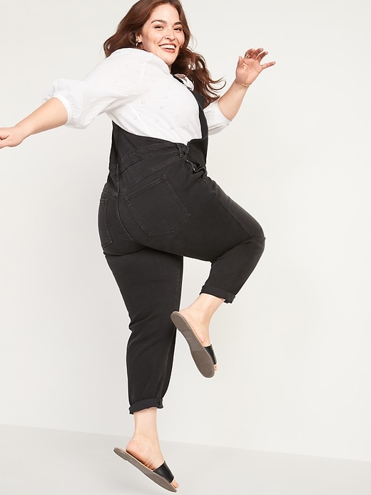 Image number 2 showing, Straight Plus-Size Black Jean Overalls