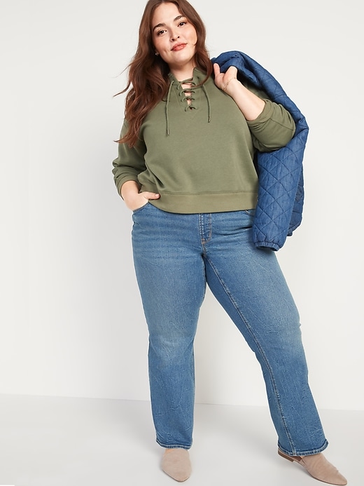 Image number 3 showing, High-Waisted Plus-Size Pull-On Kicker Boot-Cut Jeans