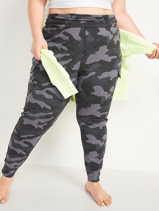 Image number 1 showing, Mid-Rise French Terry Plus-Size Live-In Cargo Jogger Pants