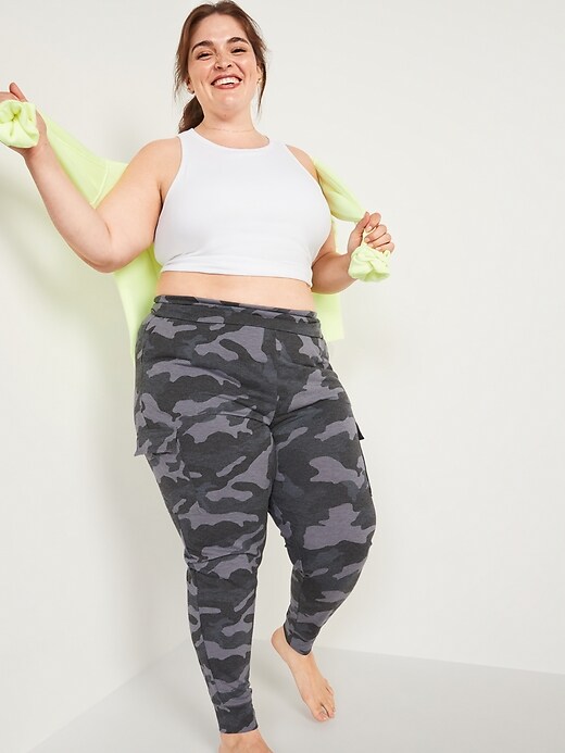 Image number 3 showing, Mid-Rise French Terry Plus-Size Live-In Cargo Jogger Pants