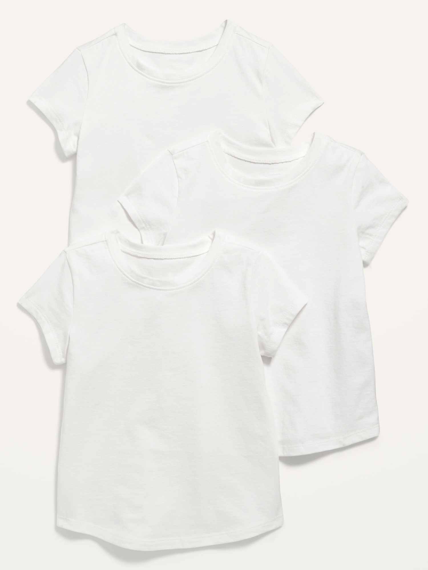 Old Navy Unisex 3-Pack Long & Lean Short-Sleeve T-Shirt for Toddler white. 1