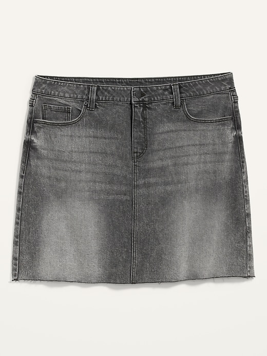 View large product image 1 of 1. High-Waisted Secret-Slim Pockets Plus-Size Cut-Off Jean Skirt