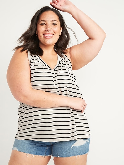View large product image 1 of 2. Luxe Striped Plus-Size V-Neck Tank Top