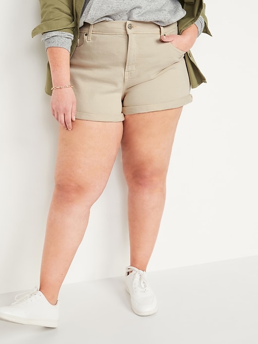 Image number 1 showing, High-Waisted Secret-Smooth Pockets O.G. Straight Plus-Size Jean Shorts -- 3-inch inseam