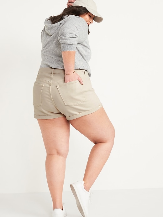 Image number 2 showing, High-Waisted Secret-Smooth Pockets O.G. Straight Plus-Size Jean Shorts -- 3-inch inseam