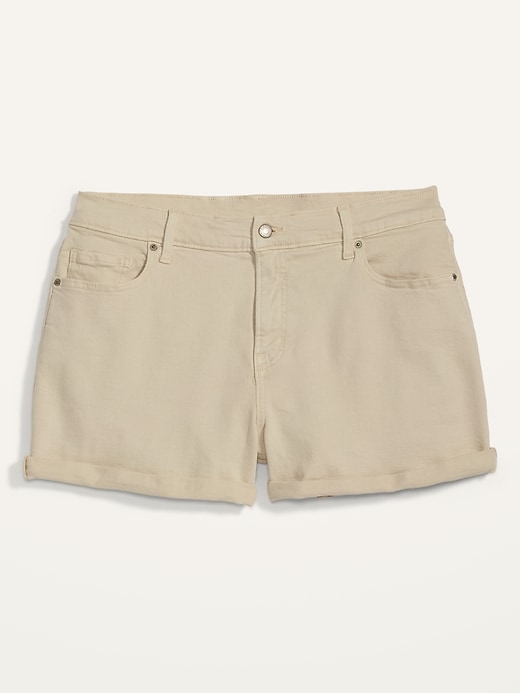 Image number 4 showing, High-Waisted Secret-Smooth Pockets O.G. Straight Plus-Size Jean Shorts -- 3-inch inseam