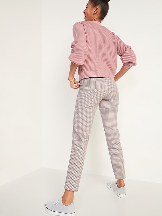 Image number 2 showing, High-Waisted Pixie Checked Straight-Leg Ankle Pants for Women