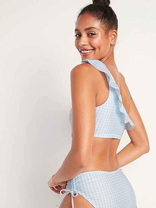 Image number 2 showing, Ruffled One-Shoulder Swim Top