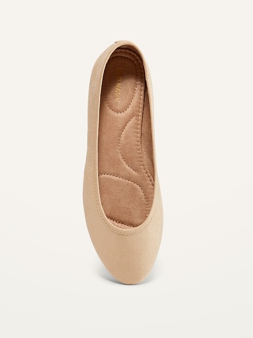 Image number 2 showing, Faux-Suede Almond-Toe Ballet Flats