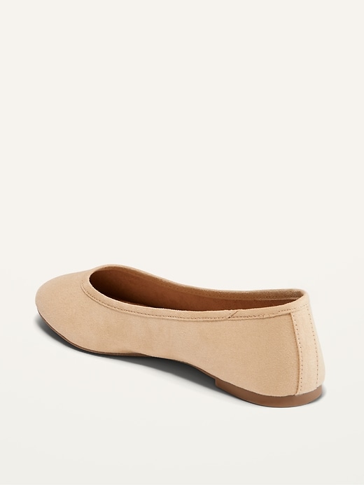 Image number 3 showing, Faux-Suede Almond-Toe Ballet Flats