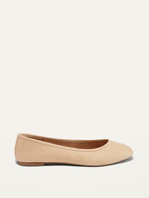 Image number 4 showing, Faux-Suede Almond-Toe Ballet Flats