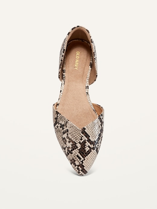 Image number 2 showing, Faux-Snakeskin D'Orsay Flats