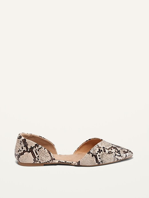 Image number 4 showing, Faux-Snakeskin D'Orsay Flats