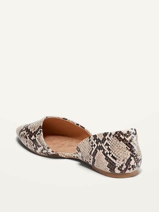 Image number 3 showing, Faux-Snakeskin D'Orsay Flats
