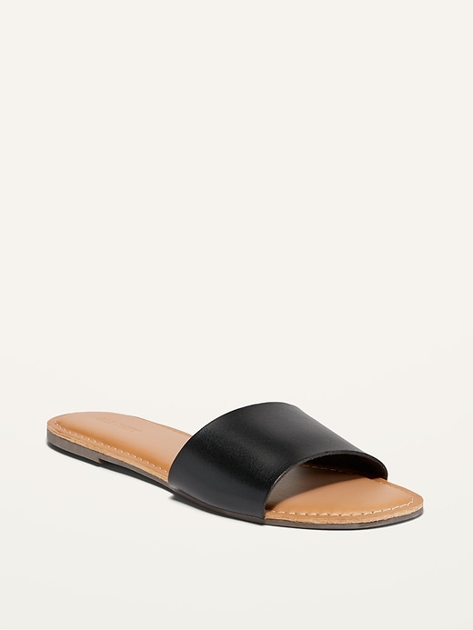 Image number 1 showing, Faux-Leather Slide Sandals