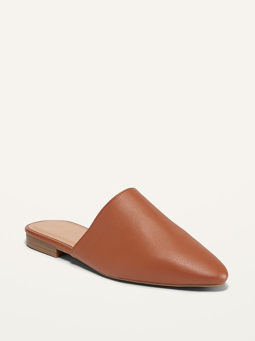 Image number 1 showing, Faux-Leather Mule Almond-Toe Flats