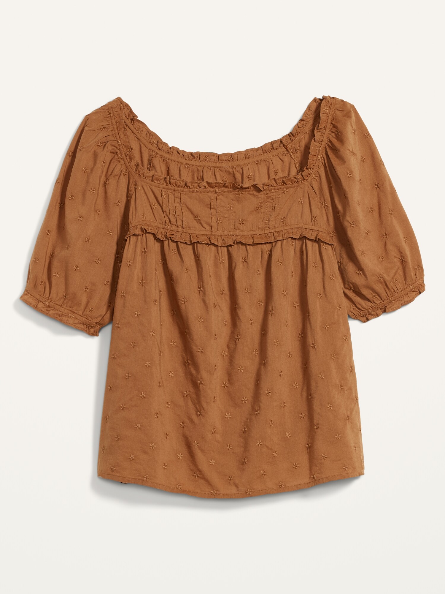 TONAL EMBROIDERED SQUARE NECK BLOUSE