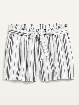 Organic Linen Shorts With Faux Belt Detail, Conquista