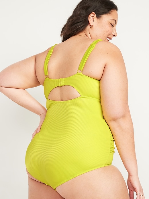 Image number 2 showing, Deep V-Neck Rib-Knit Secret-Smooth Plus-Size One-Piece Swimsuit